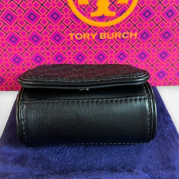 NWT Tory Burch Lil Fleming Key Fob / Bag Charm in Black Napa Leather $115 - Picture 8 of 16